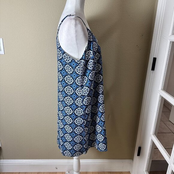 LULU'S Blue & White Geometric Print Strappy Sundress Size large - Picture 7 of 12
